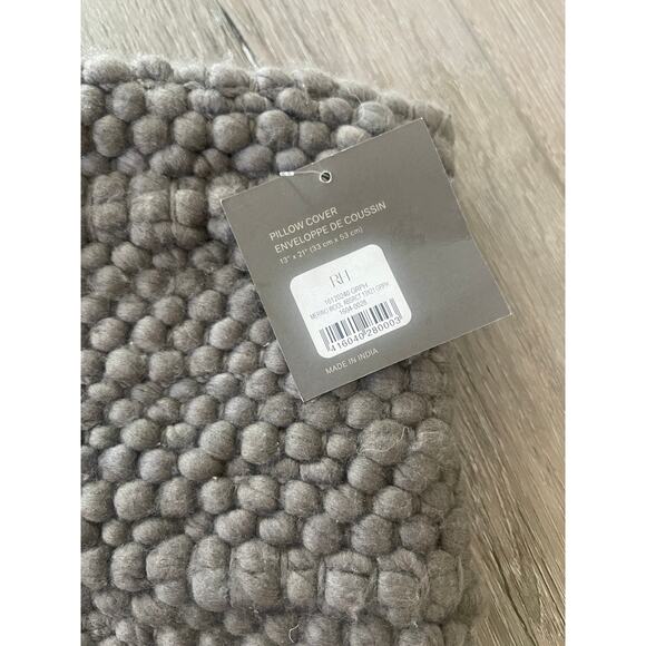 New Restoration Hardware Graphite Grey Merino Wool Abstract Lumbar Pillow Cover - Picture 3 of 4